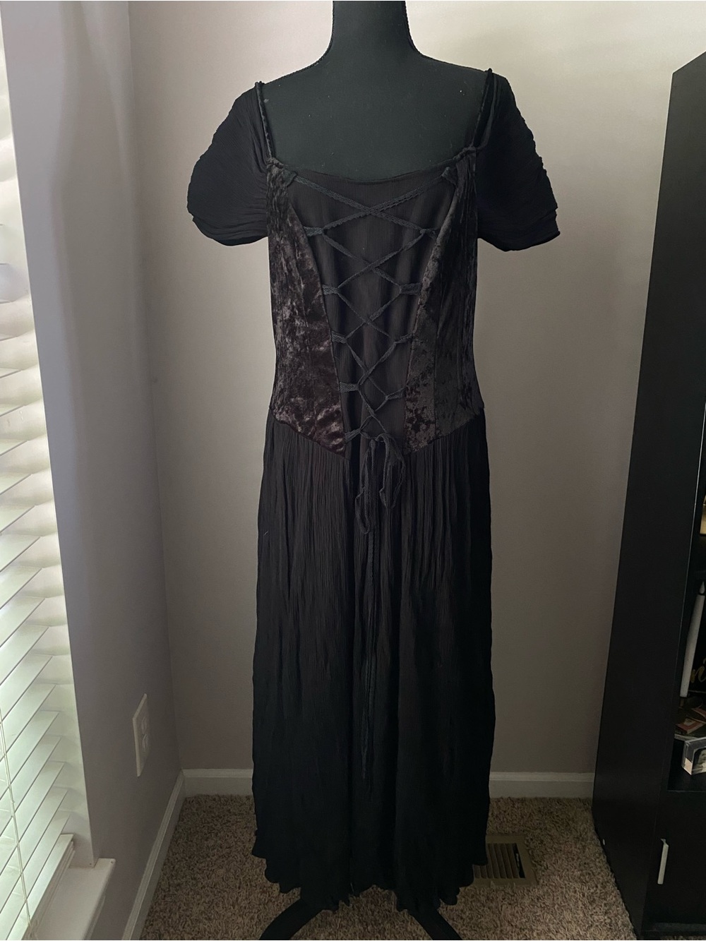 Vintage Large 90s ETERNAL NYC black maxi renaissance corset dress made in USA